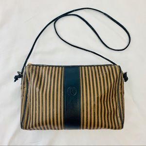 Vintage 1980s Fendi Zip Shoulder Bag Purse